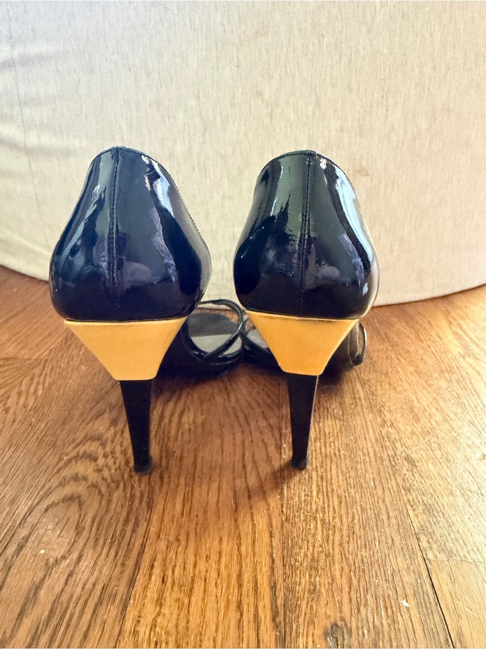 Prada Black Patent Leather Open-Toe Stiletto Sandals - Picture 4 of 6